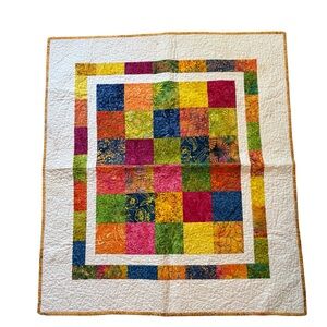 Colorful Patchwork Batik Fabric Quilt Throw 36”x40”